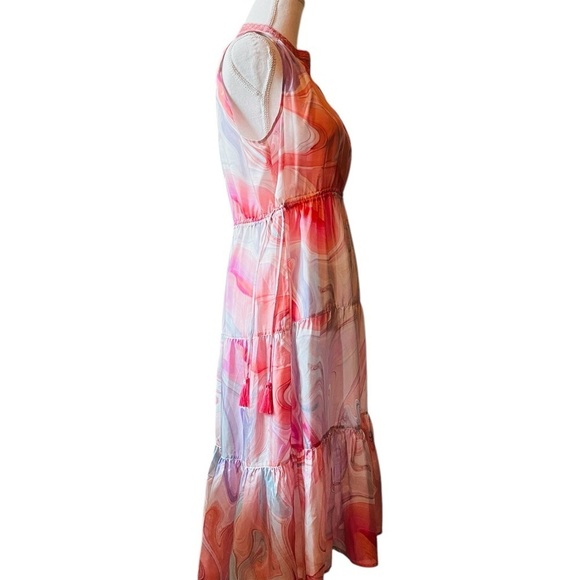 JOHNNY WAS WORKSHOP SLEEVELESS SILK TIERED DRESS SIZE SMALL - Picture 5 of 12